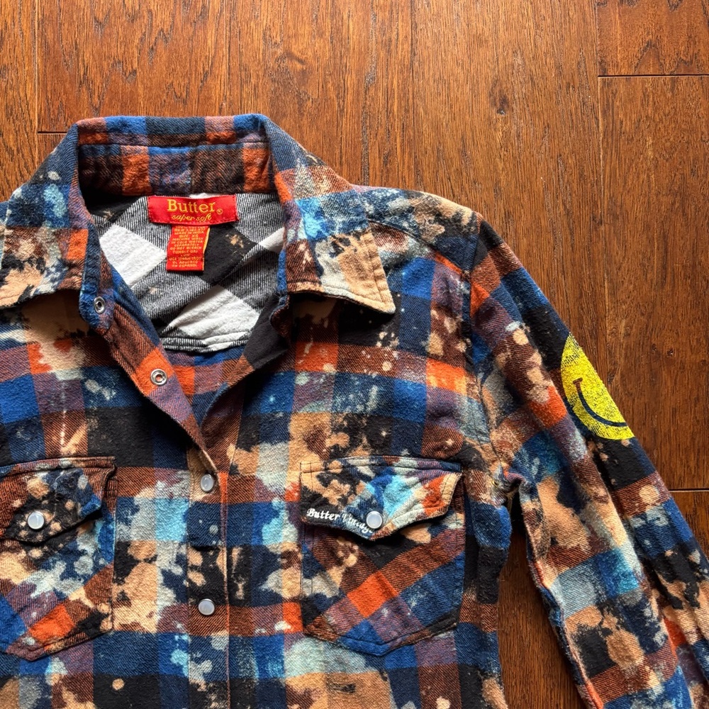 Butter Supersoft Y2K Acid Wash Plaid Snap Button Down | Size XS - Picture 6 of 11